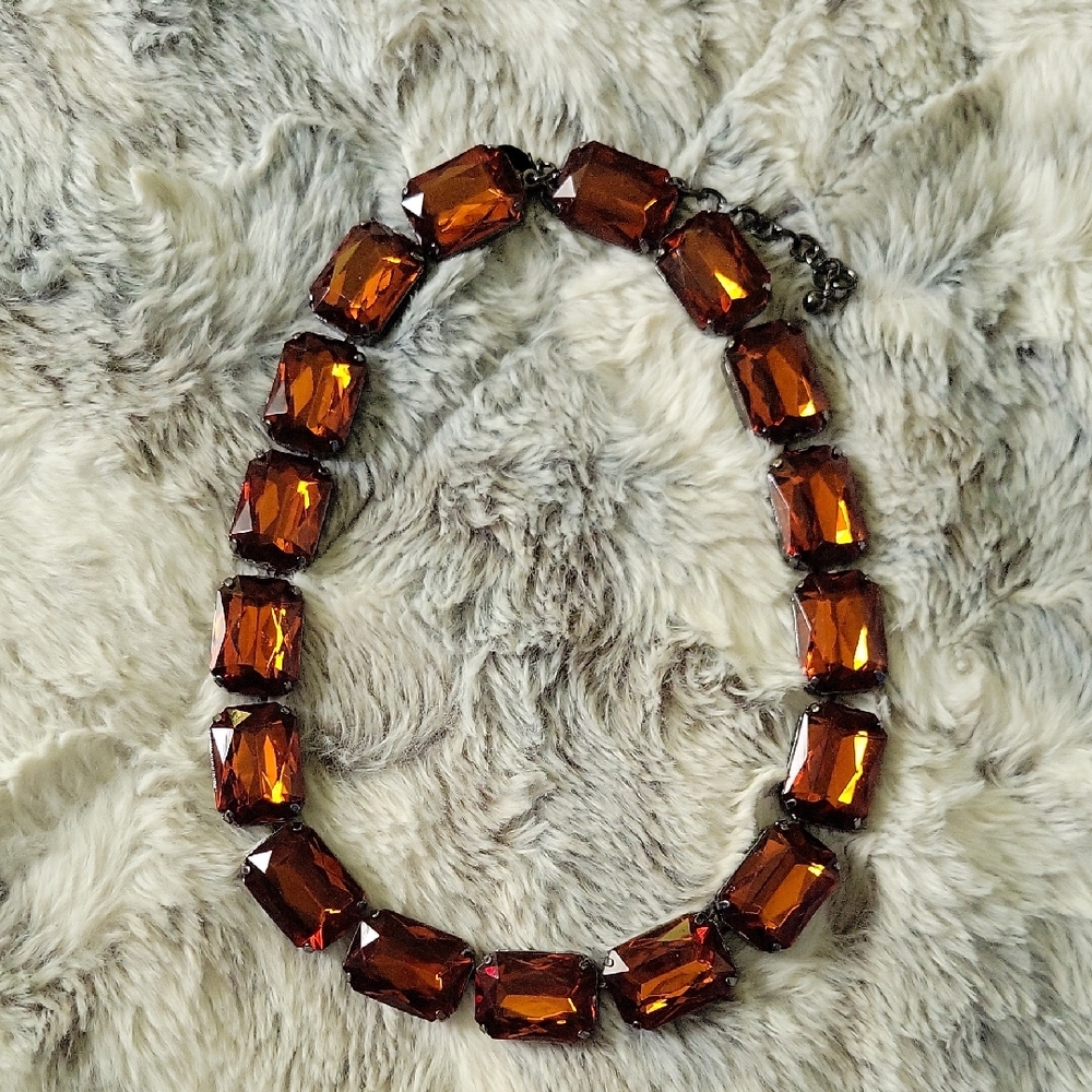 Joan Rivers Gunmetal And Topaz  Necklace